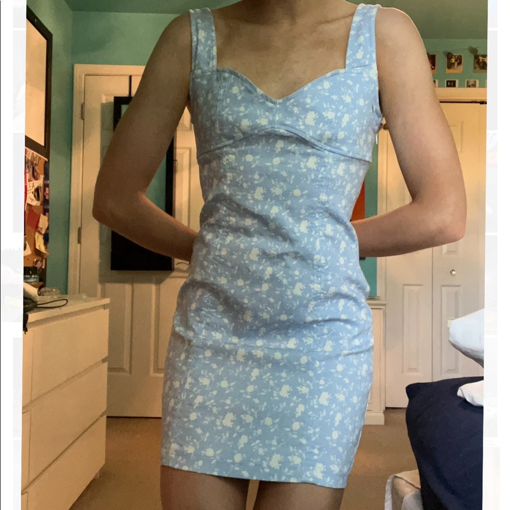 Blue and white summer dress